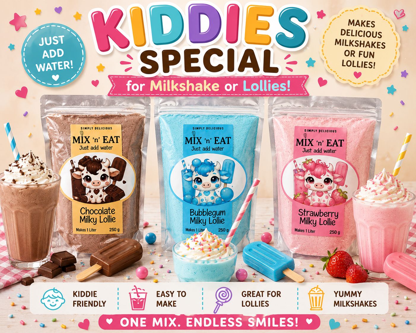 Kids milky lollies